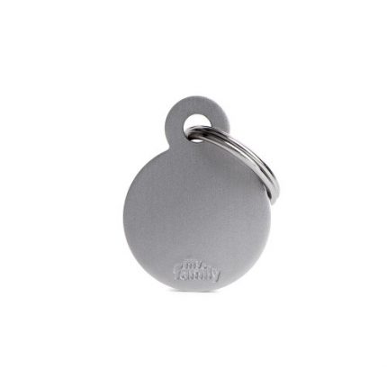 My Family Id Tag Basic Collection Small Round Grey In Aluminum