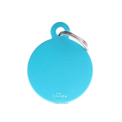 My Family Id Tag Basic Collection Big Round Light Blue In Aluminum