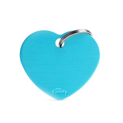 My Family Id Tag Basic Collection Big Heart Light Blue In Aluminum