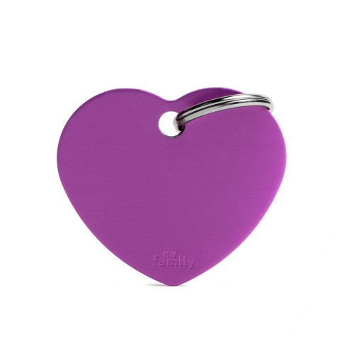 My Family Id Tag Basic Collection Big Heart Purple In Aluminum