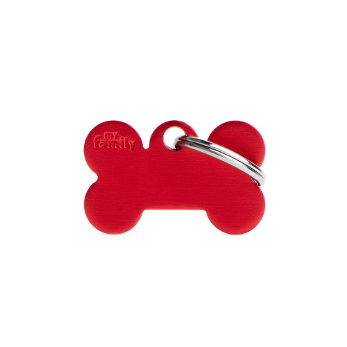 My Family Id Tag Basic Collection Small Bone Red In Aluminum