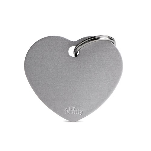 My Family Id Tag Basic Collection Big Heart Grey In Aluminum