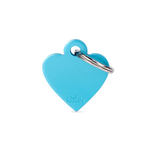 My Family Id Tag Basic Collection Small Heart Light Blue In Aluminum