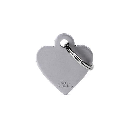 My Family Id Tag Basic Collection Small Heart Grey In Aluminum