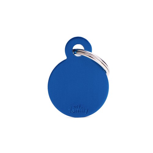 My Family Id Tag Basic Collection Small Round Blue In Aluminum