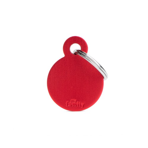 My Family Id Tag Basic Collection Small Round Red In Aluminum
