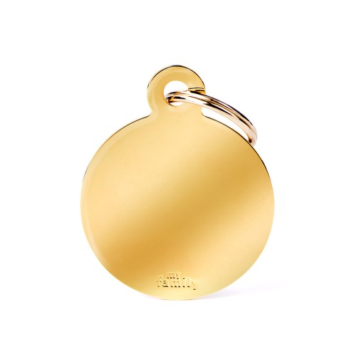 My Family Id Tag Basic Collection Big Round In Golden Plated Brass