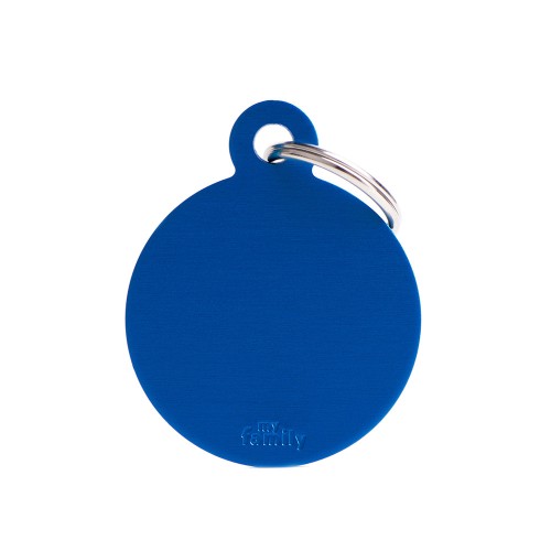 My Family Id Tag Basic Collection Big Round Blue In Aluminum