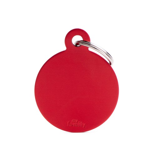 My Family Id Tag Basic Collection Big Round Red In Aluminum