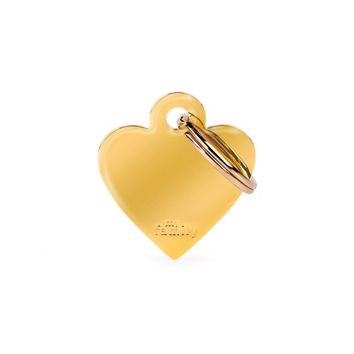 My Family Id Tag Basic Collection Small Heart In Golden Plated Brass