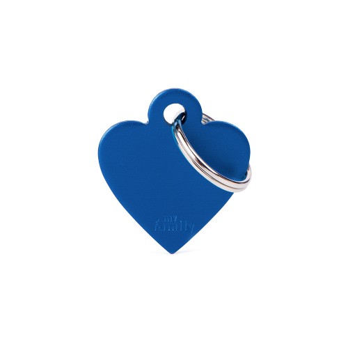 My Family Id Tag Basic Collection Small Heart Blue In Aluminum