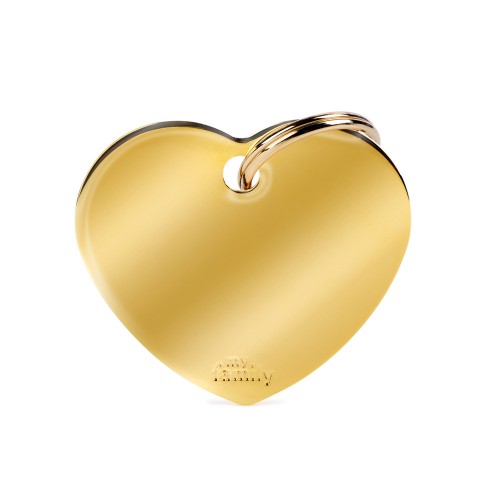 My Family Id Tag Basic Collection Big Heart In Golden Plated Brass
