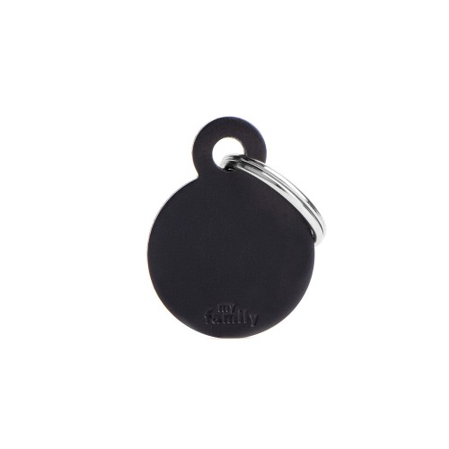 My Family Id Tag Basic Collection Small Round Balck In Aluminum
