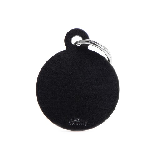 My Family Id Tag Basic Collection Big Round Black In Aluminum