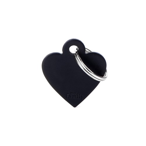 My Family Id Tag Basic Collection Small Heart Black In Aluminum
