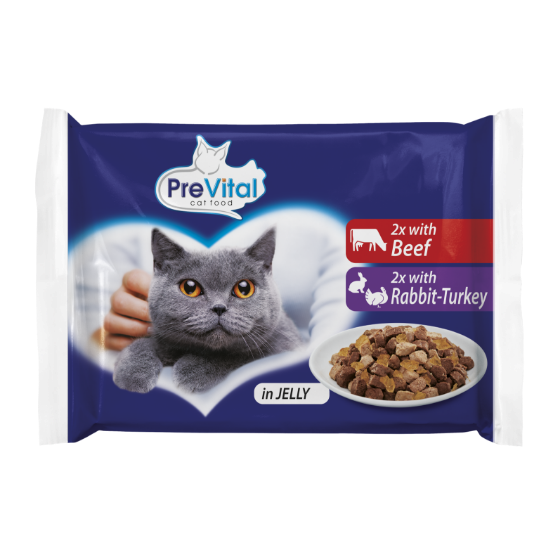 Τροφή Για Γάτες Σε Pouches Από Βοδινό, Κουνέλι Και Γαλοπούλα.4 x 100gr