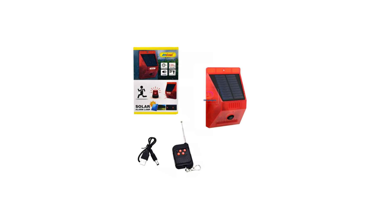 642AL-8#Andowl®Q-L911C Outdoor Solar Alarm with Motion Sensor + Remote-Control – Solar Alarm Lamp – Red
