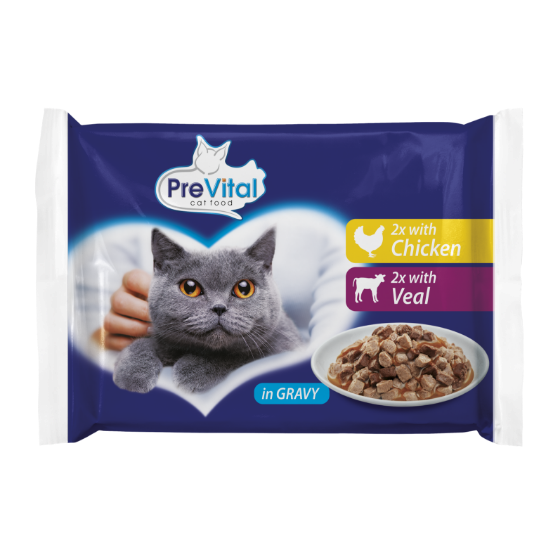 Τροφή Για Γάτες Σε Pouches Από Μοσχάρι Και Κοτόπουλο.