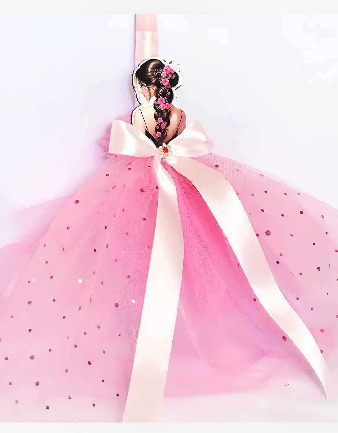 EASTER CANDLE GIRL WITH PINK DRESS.