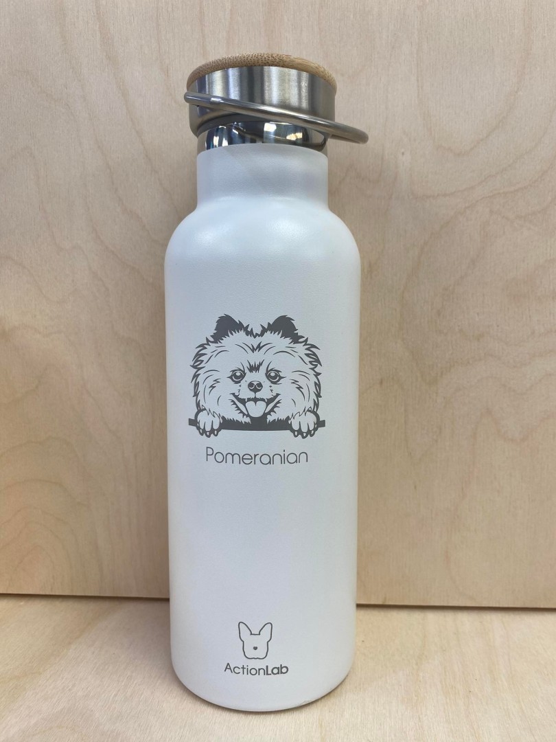 Bamboo Bottle Pomeranian White