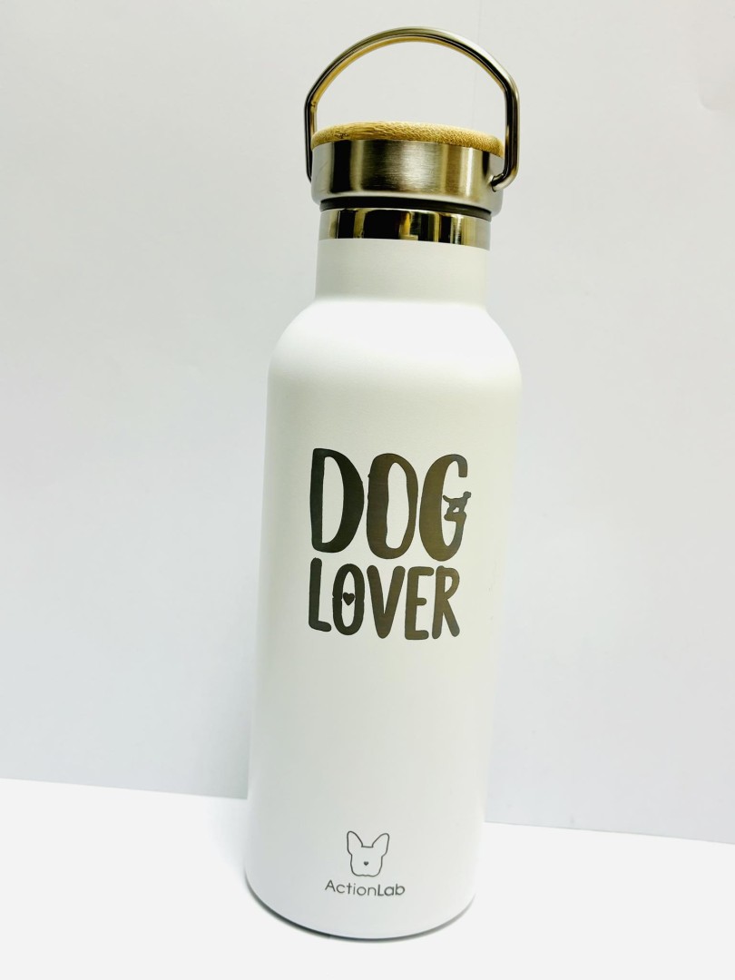 Action Trade Bamboo Bottle White Dog Lover