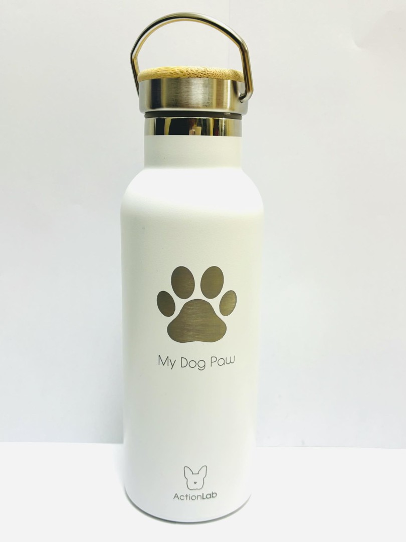 Action Trade Bamboo Bottle White Dog Paw 500Ml