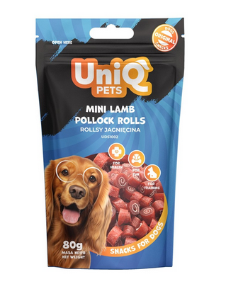 Uniq Pets Dog Snacks Mini Lamb And Pollock Rolls - 80gr