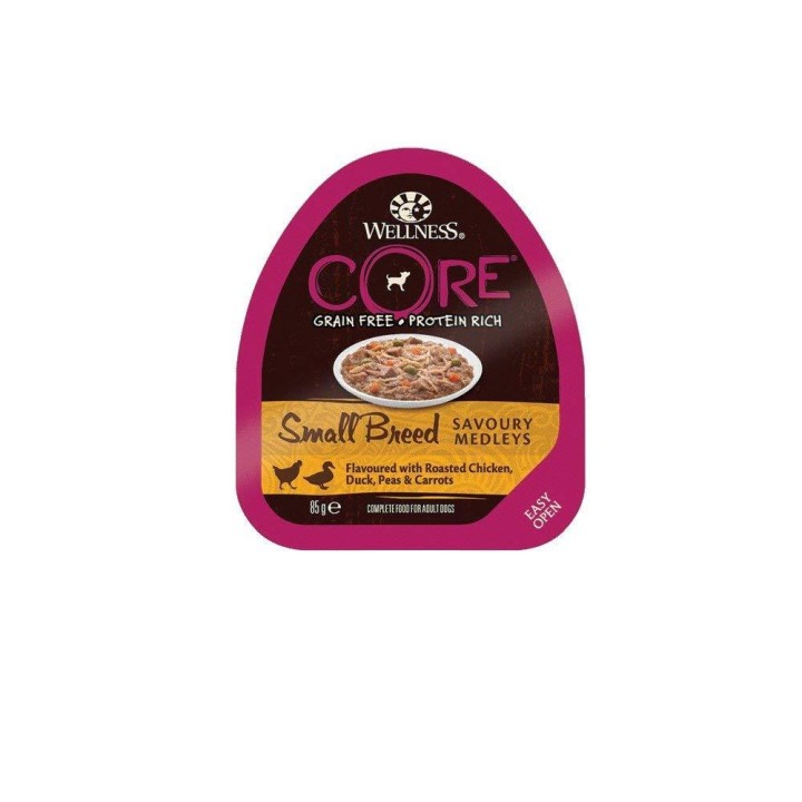 Wellness Core Small Breed Savoury Medleys Wet Dog Food With Chicken Duck Peas And Carrots - 85gr