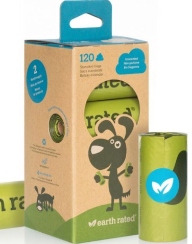 Earth Rated Unscented Dog Waste Bags, 8 Refill Rolls 120-count