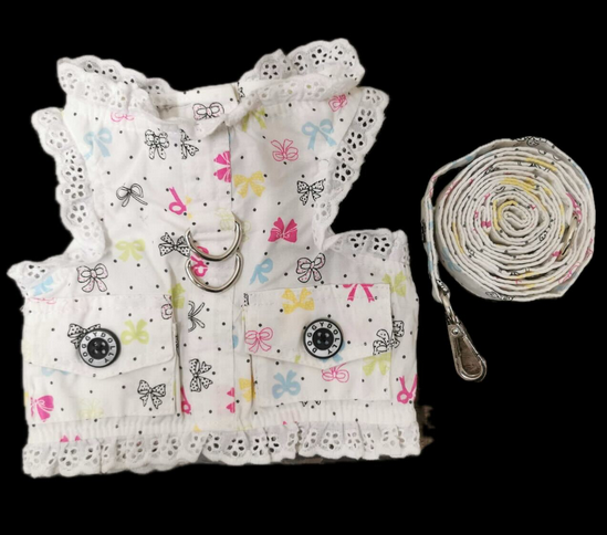 Pet Fashion Dress With Bow Harness
