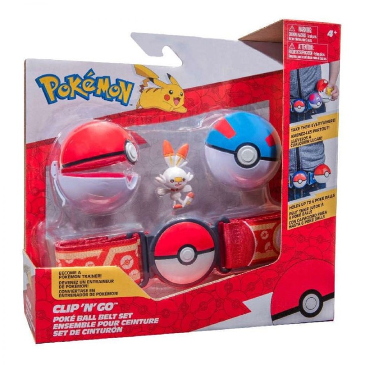 Pokemon Clip and Go Poke Ball Scorbunny with Belt W12 (Poke & Great Ball)/4 Jw003158 - Doll Playset