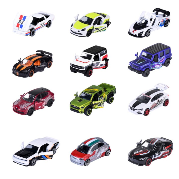 Majorette Racing Cars 12-Assorted. 8504000000 - Doll Figure - Majorette Auto Racing Car Premium (1 model car) - Metal toy car with freewheel, suspension, and p...
