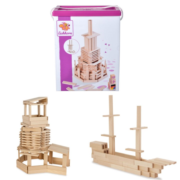 Eichhorn Eh Wooden Construction Kit 100001612 - Wooden Toy - Make beautiful constructions with these building planks