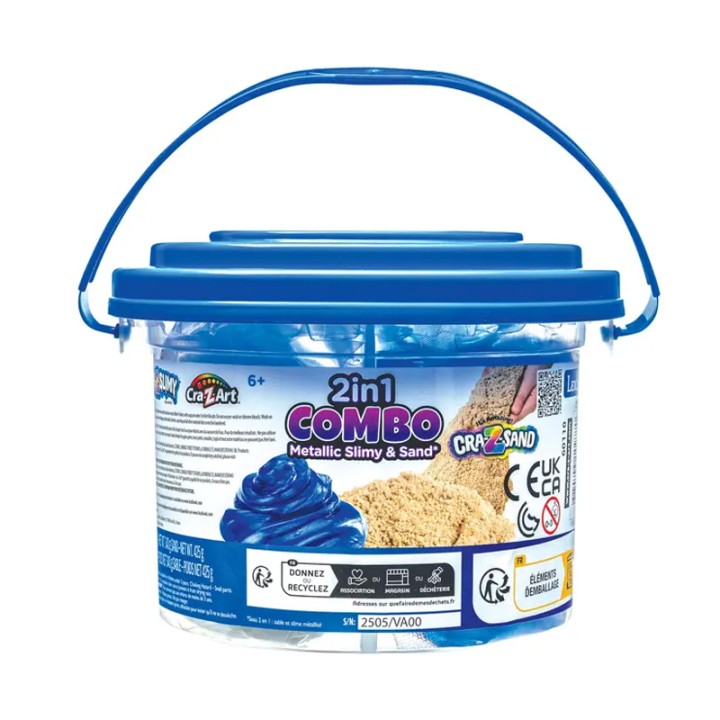 Cra-z-Art 2 In 1 Slimy Sand Combo Bucket 35.Crslim7 - Arts and Crafts Kit - 2-in-1 Combo Buckets are loaded with Slimy and Sand