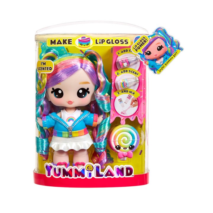 MGA Entertainment Yummiland Lipgloss Doll Big Animal Rainbow 121022-Euc - Doll Playset
