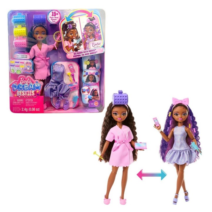 Barbie Dream Besties #Grwm - Doll Figure - Barbie Brooklyn Jgg39 - Help Barbie 'Malibu' and Barbie 'Brooklyn' get ready for a beautiful evening out