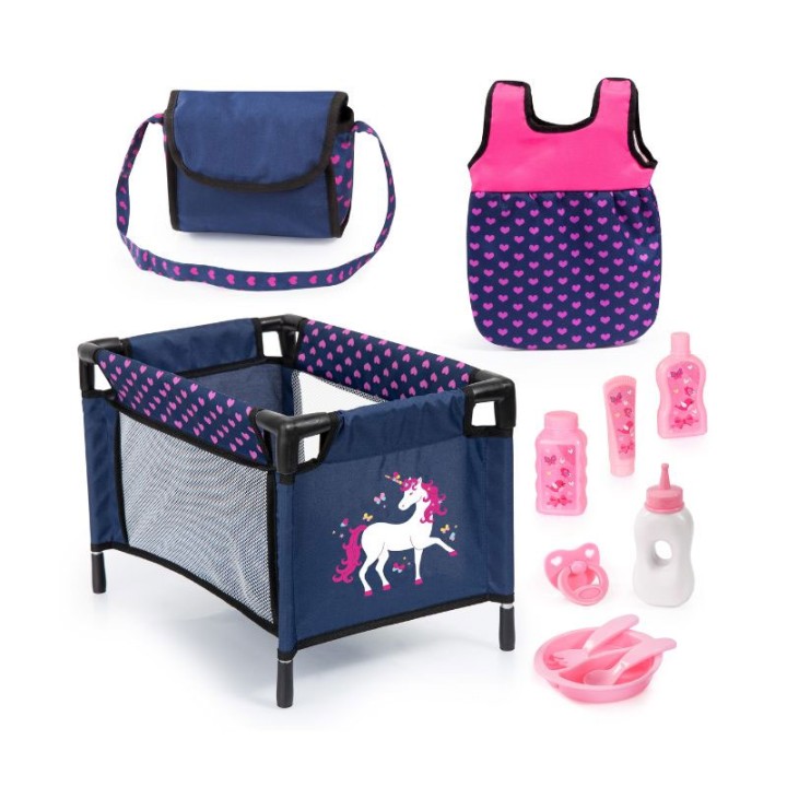 Bayer-Design Bayer Dolls Accessories Set 11 In 1 61754Ac - Doll Figure - Baby doll accessories in modern blue, pink, unicorn design; suitable for dolls up to 42cm Baby do...