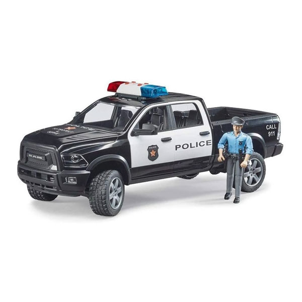 Bruder Astynomikό Ram 2500 Me Άndra Astynomikό/4 Br002505 - Die-Cast Toy Car - RAM 2500 pick up police truck with opening cab doors, front suspension axle, opening tailgate, re...