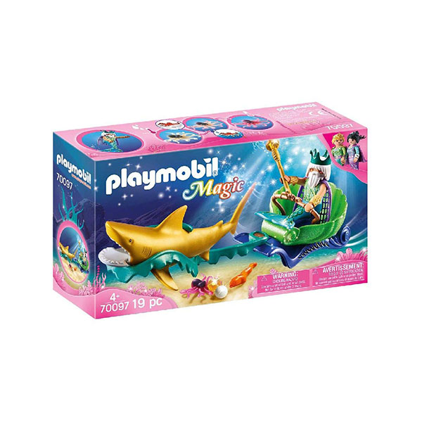 PLAYMOBIL 70097 King of the Ocean with shark Ride - Building Blocks Set