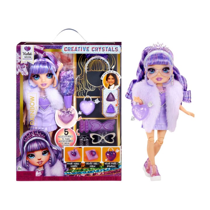 MGA Entertainment Rainbow High Creative Crystals Fashion Doll- Violet 121404-Euc 121398-Euc - Doll Playset