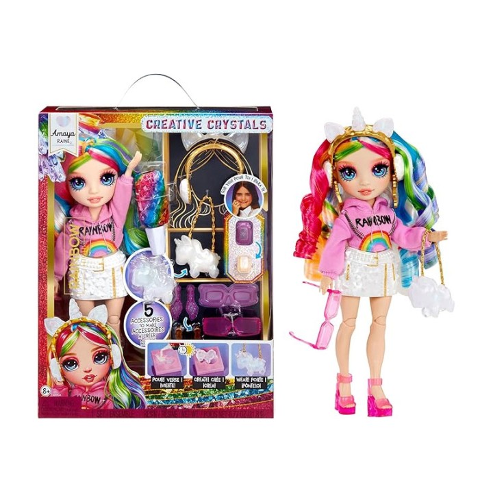 MGA Entertainment Rainbow High Creative Crystals Fashion Doll- Amaya 121411-Euc 121398-Euc - Doll Playset