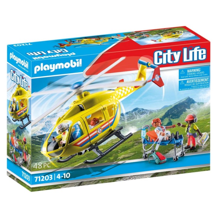 PLAYMOBIL City Life First Aid Helicopter 71203 - Building Blocks Set