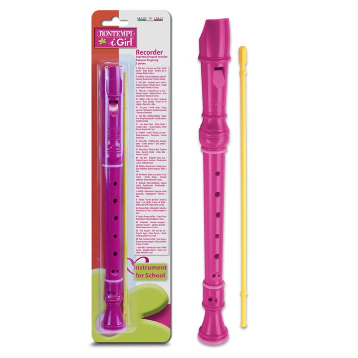Bontempi Baroque Recorder Girl - Musical Instrument Toy - Blister 31 3671 - Soprano descant recorder, baroque fingering • 28 notes (C-D) • Made of high impact material in th...
