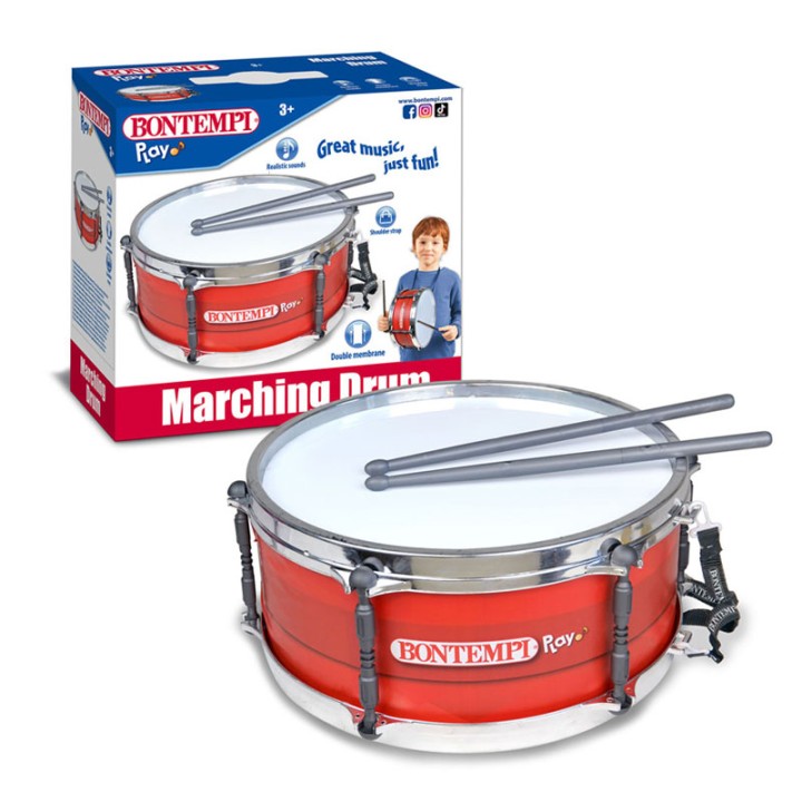 Bontempi Marching Drum With Shoulder Strap 340 Mm 50 3030 - Musical Instrument Toy - Marching drum with shoulder strap and sticks • Double membrane • Ø 310 mm • Realistic sound • Dim...