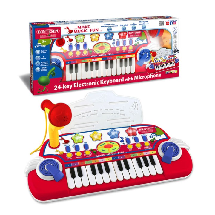 Bontempi 24 Key Electronic Keyboard With Microphone 12 2932 - Musical Instrument Toy - Introducing the Bontempi 24-key electronic keyboard with microphone and music stand, a versatile ...