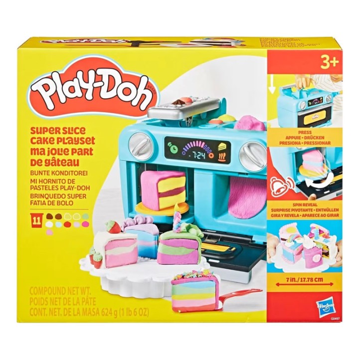 Play-Doh Play-Doh Super Slice Cake Playset G0497 - Role Play Playset - Make any day a colourful celebration with the Play-Doh Super Slice Cake Playset