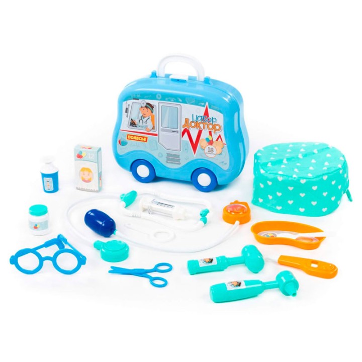 Polesie Polesie Doctor Set, 18 Pcs 94223 - Figure Playset - The doctor's set is suitable both for playing at home and for decorating a corner of professions ...