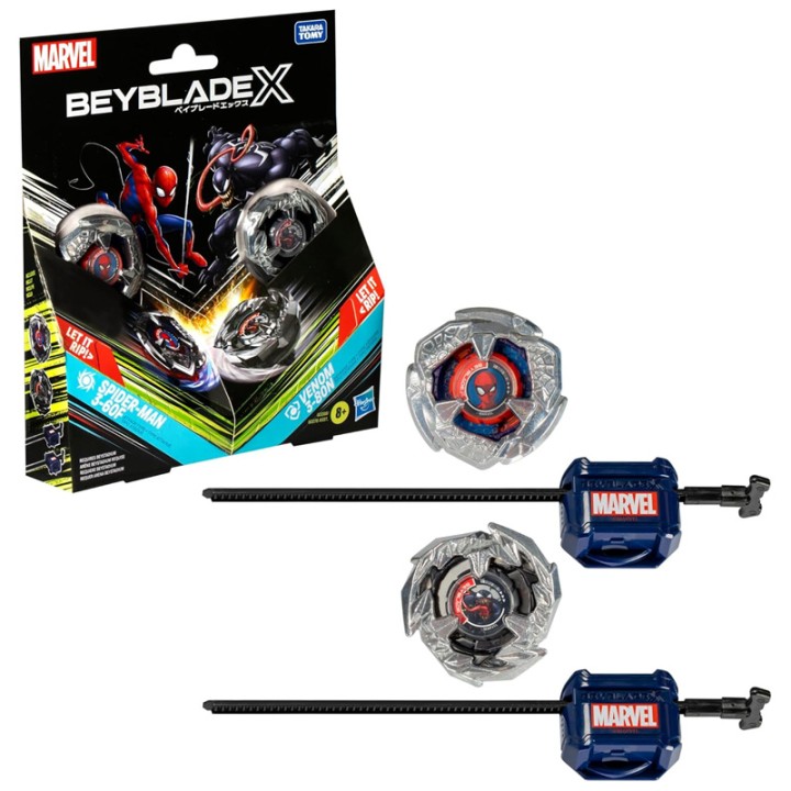 Hasbro Marvel: BeyBlade X - Doll Playset - Spider-Man 3-60F Vs. Venom 3-80N (G0288) - Experience the thrill of the next generation of Beyblade stadiums, launchers and tops: Beyblade X...