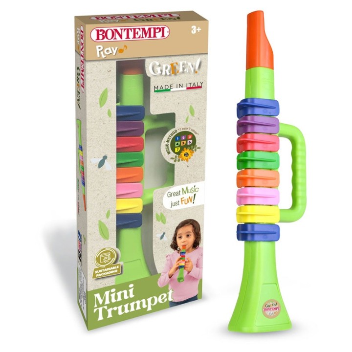 Bontempi Green 8-Note Trumpet 32 2735 - Musical Instrument Toy - Trumpet with 8 coloured keys/notes • L