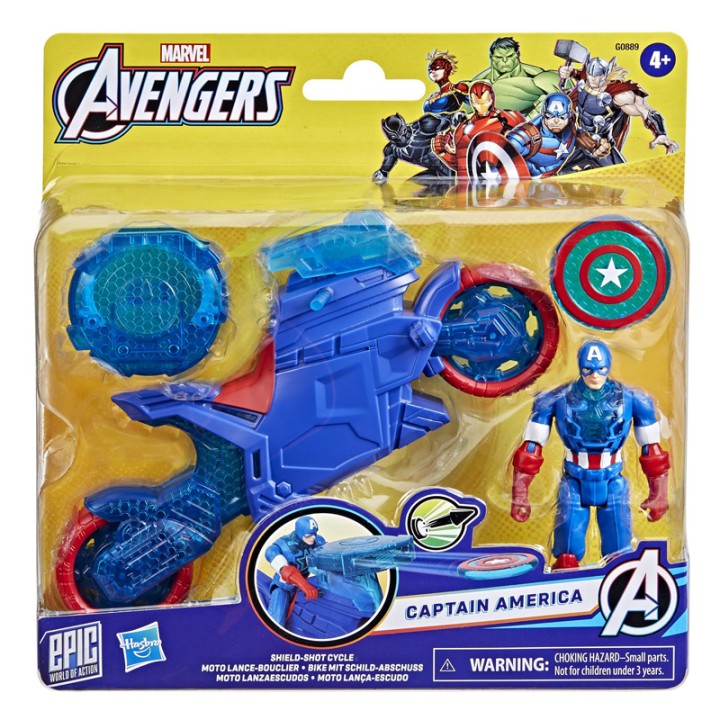 Hasbro Avengers 4In Cap Shield Shot Cycle G0889 - Action Figure - Marvel Captain America Shield-Shot Cycle, Figure & Toy Motorcycle Playset Kids can imagine racing...